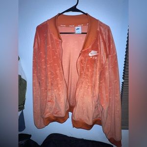 Orange velvet Nike zip up jacket